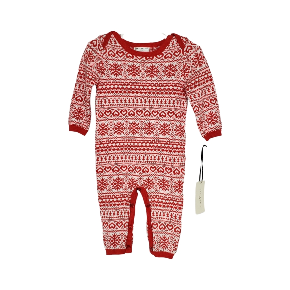Max Studio Fair Isle Sweater Romper Red Size 3-6M